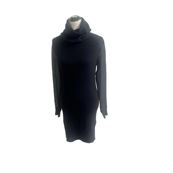 All Saints Milo Funnel Sweater Dress Black Size 6 Wool Cashmere Blend Minimalist - Picture 1 of 14